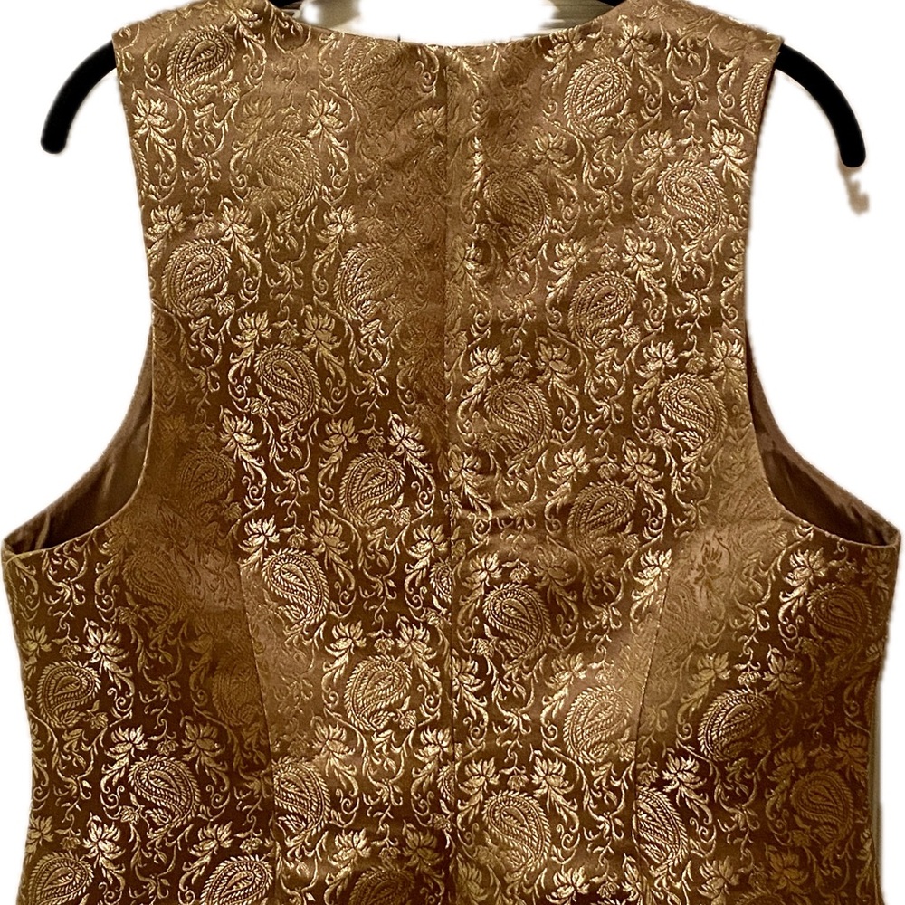 Ralph Lauren Women's Button-Front Golden Paisley Silk Jacquard Vest Waistcoat 12 - Picture 3 of 9